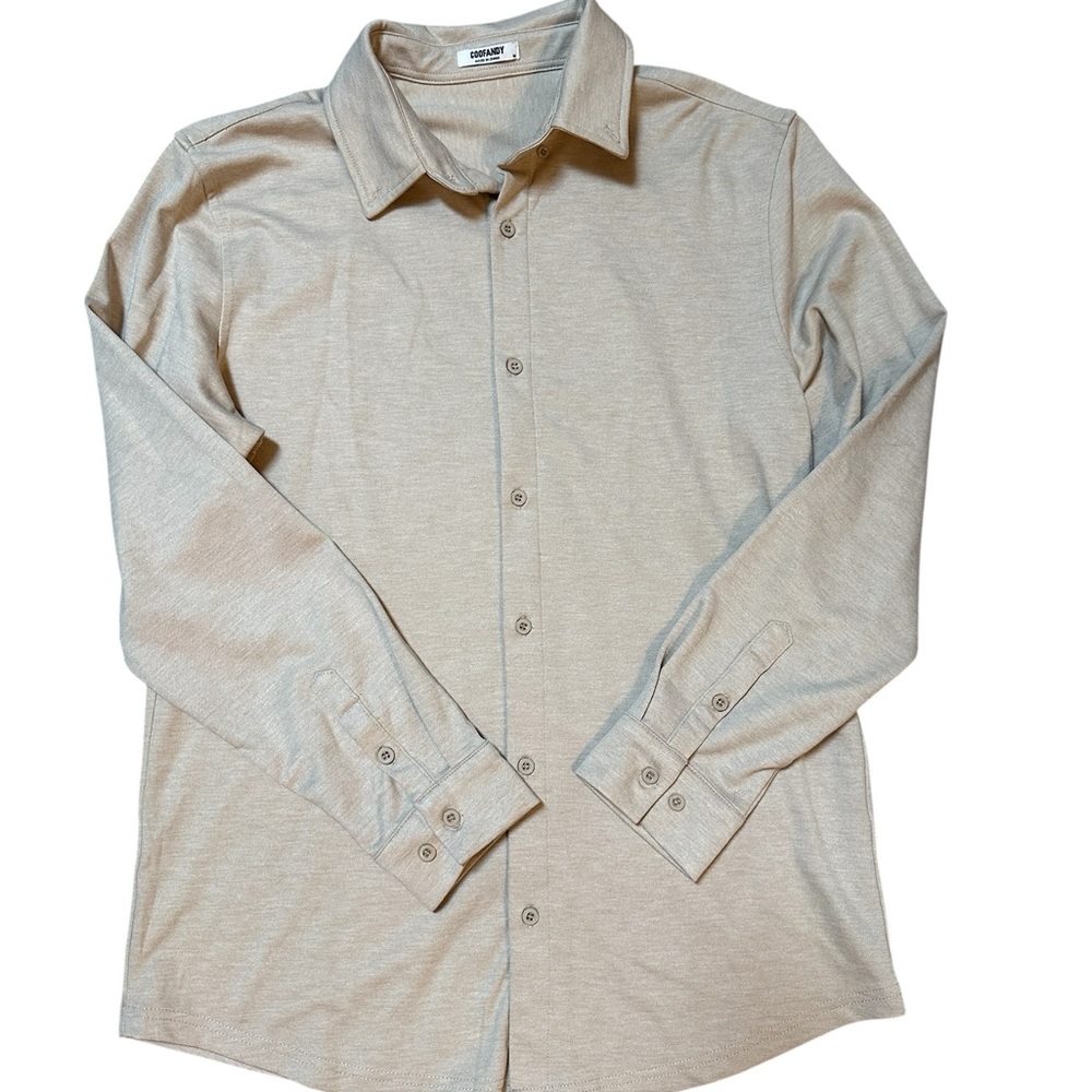 Classic Beige Casual Button-Down Shirt